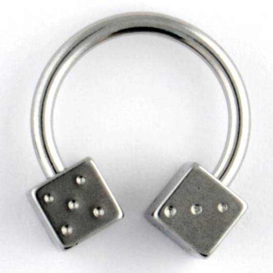 14g Horse shoe with Surgical steel dice image 0