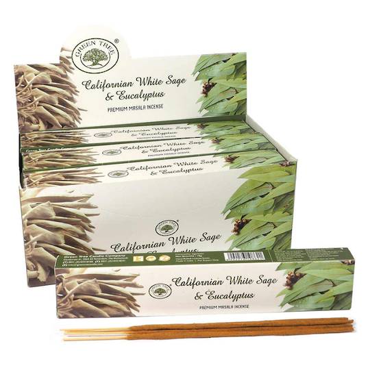 Green Tree Californian White Sage & Eucalyptus Incense 15g image 0