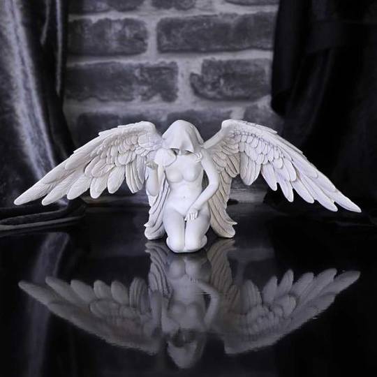 White Angels Offering Kneeling Caped Angel Figurine image 0