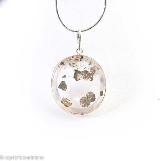 Quartz with Pyrite Inclusion Silver Pendant