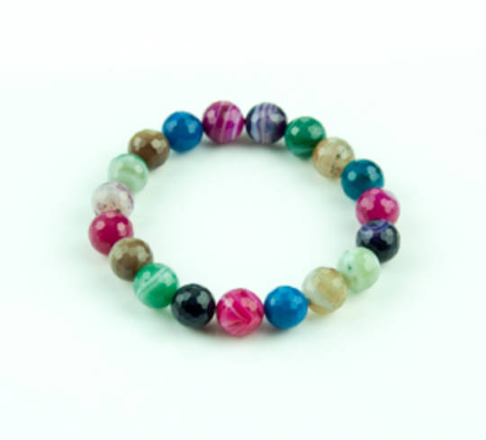 Agate Dyed Faceted Round Bead Bracelet