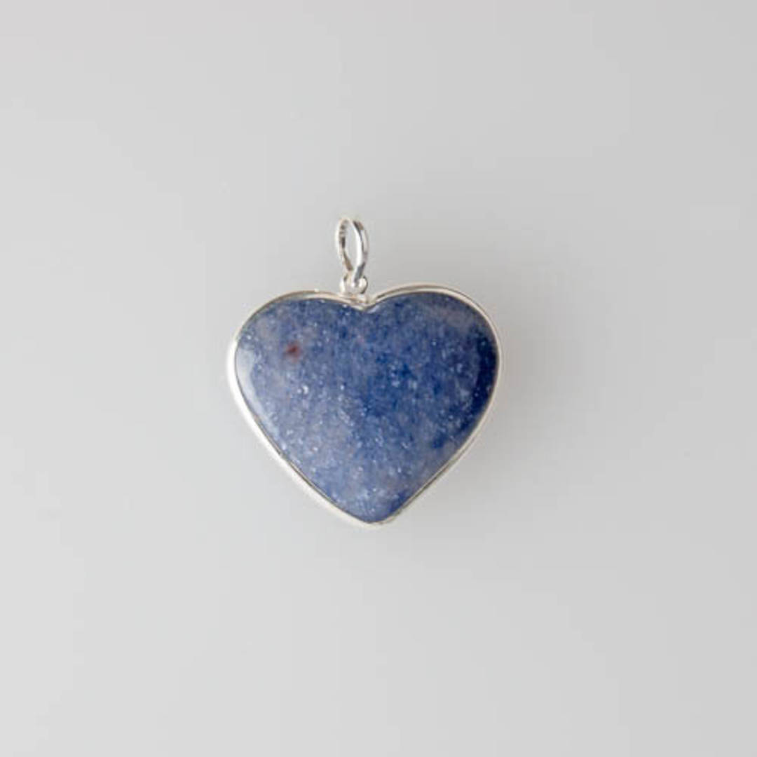 Silver Blue Aventurine Heart Pendant