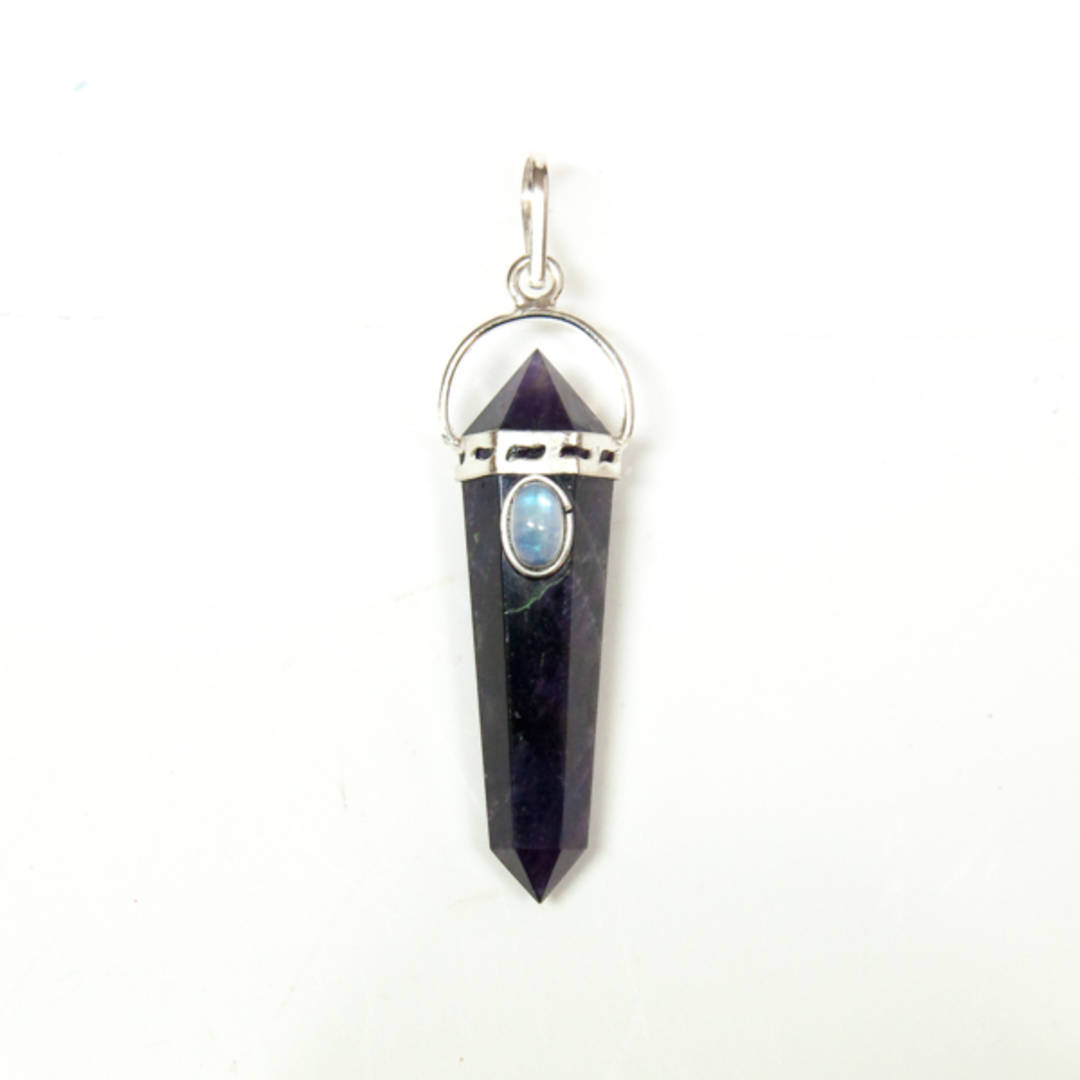 Amethyst Double Point Pendant with Moonstone