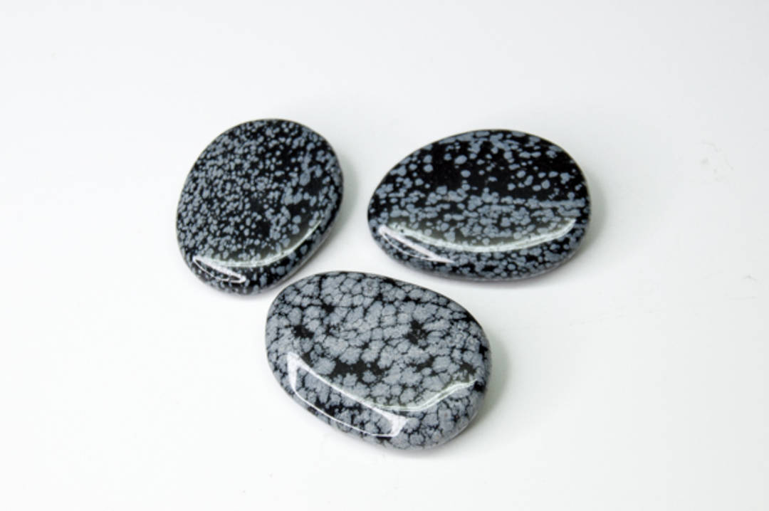 Polished Snow Flake Obsidian PalmStone