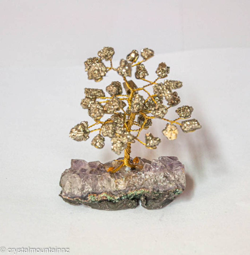 Pyrite Tree with Amethyst Base