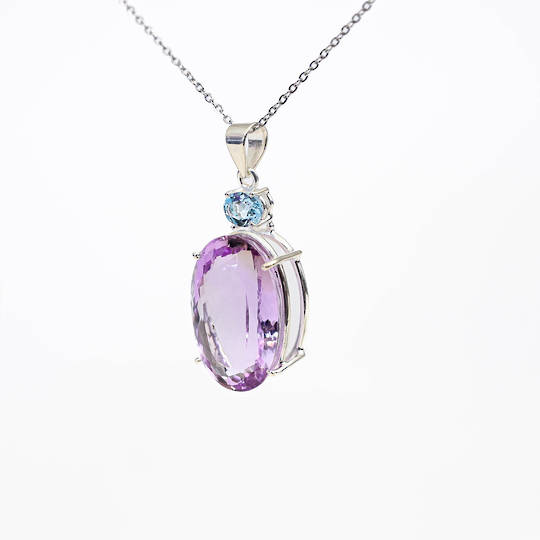 Amethyst and Blue Topaz Silver Pendant