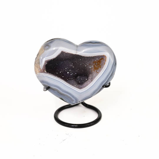 Blue Lace Agate and Amethyst Druze Heart
