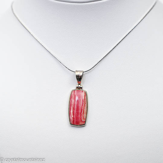 Rhodochrosite Silver Pendant