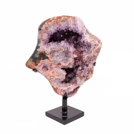 Pink Amethyst Freeform on a metal stand.