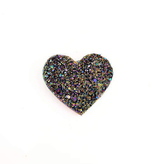 Titanium Coated Amethyst Druze Heart