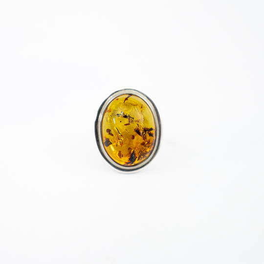 Amber Silver Ring