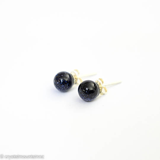 Blue Goldstone Stud Earrings