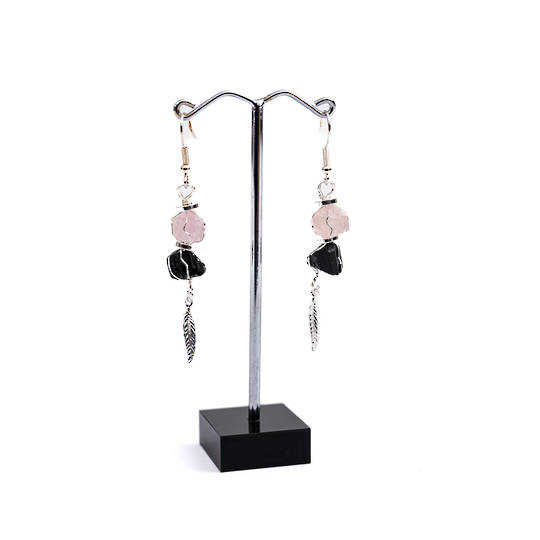 Rose Quartz & Tourmaline Earrings