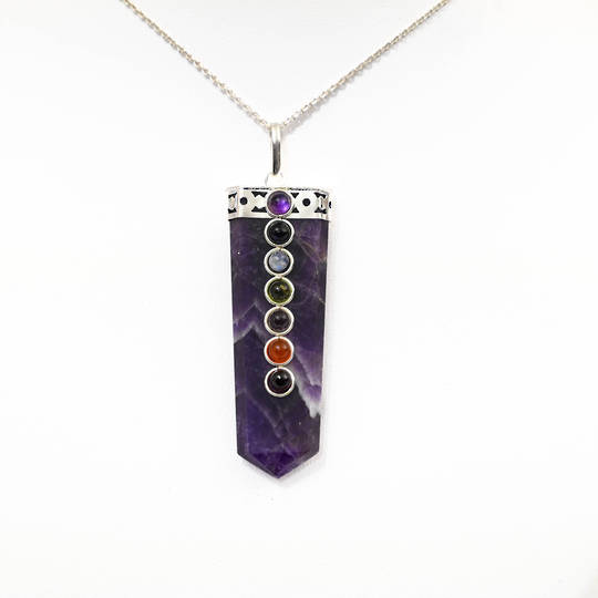 Amethyst Point Pendant with Mixed Stones