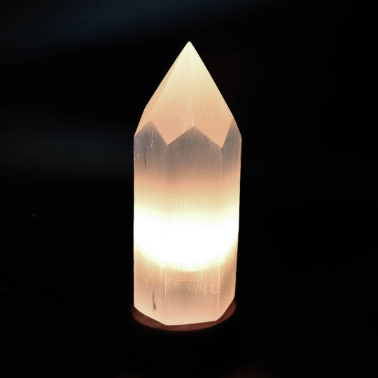 Selenite Polished Point Lamp