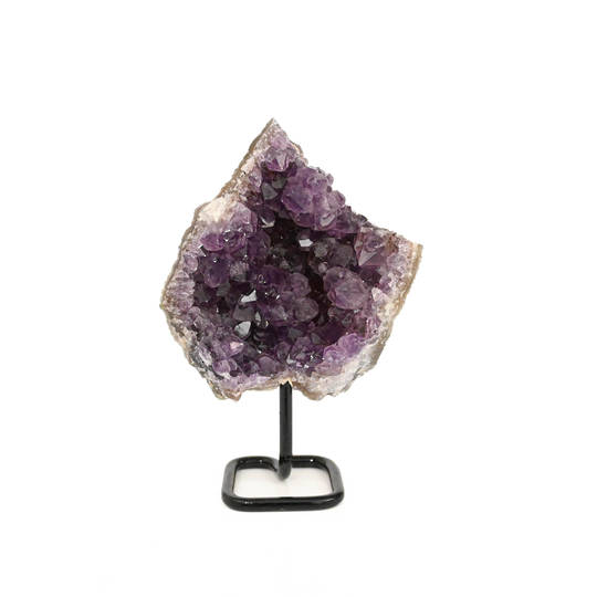 Amethyst Druze on a metal stand.