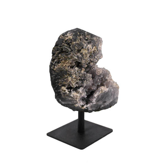 Amethyst Druze on a metal stand.