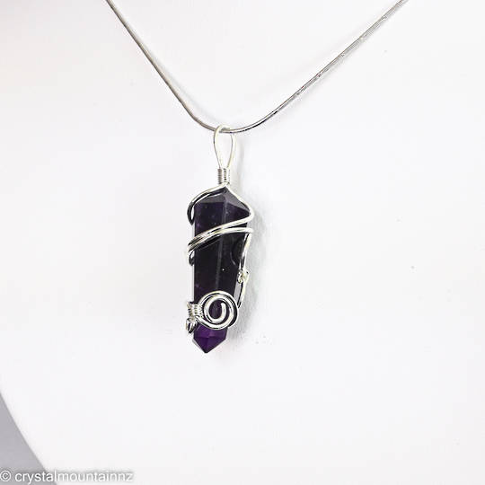 Amethyst  Double Point Wire Pendant