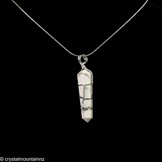 Howlite Double Point Wire Pendant