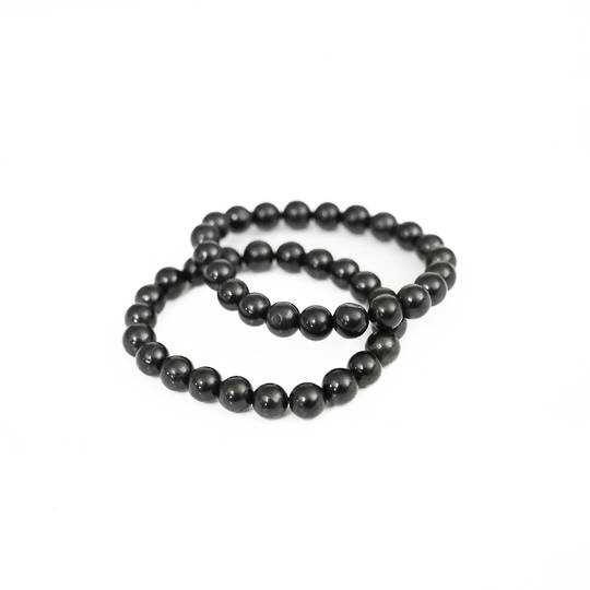 Shungite round bead bracelet.