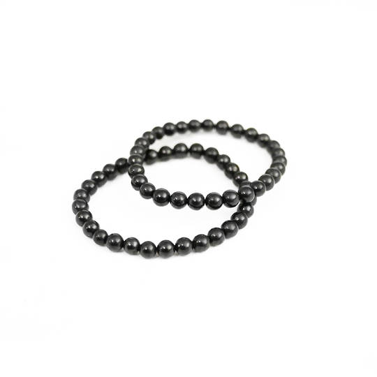 Shungite round bead bracelet.