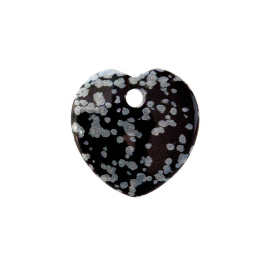 Snowflake Obsidian Drilled Heart Pendant