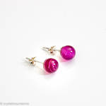 Agate Stud Earrings Pink