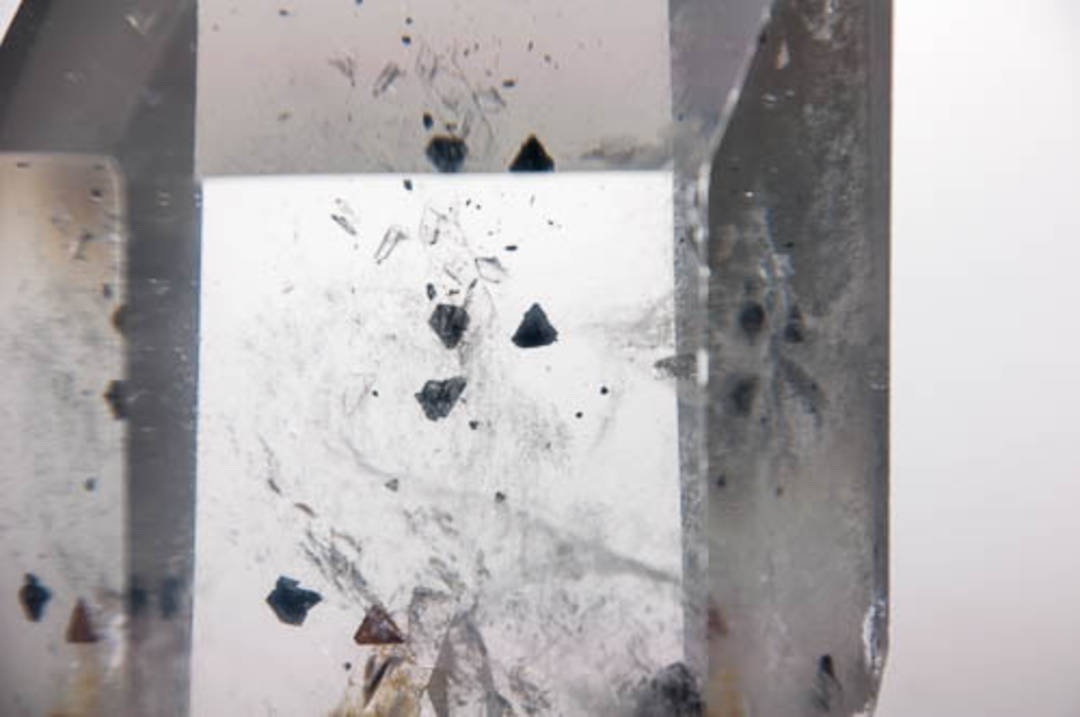 Clear Quartz with Columbite Inclusions Polished Point image 2