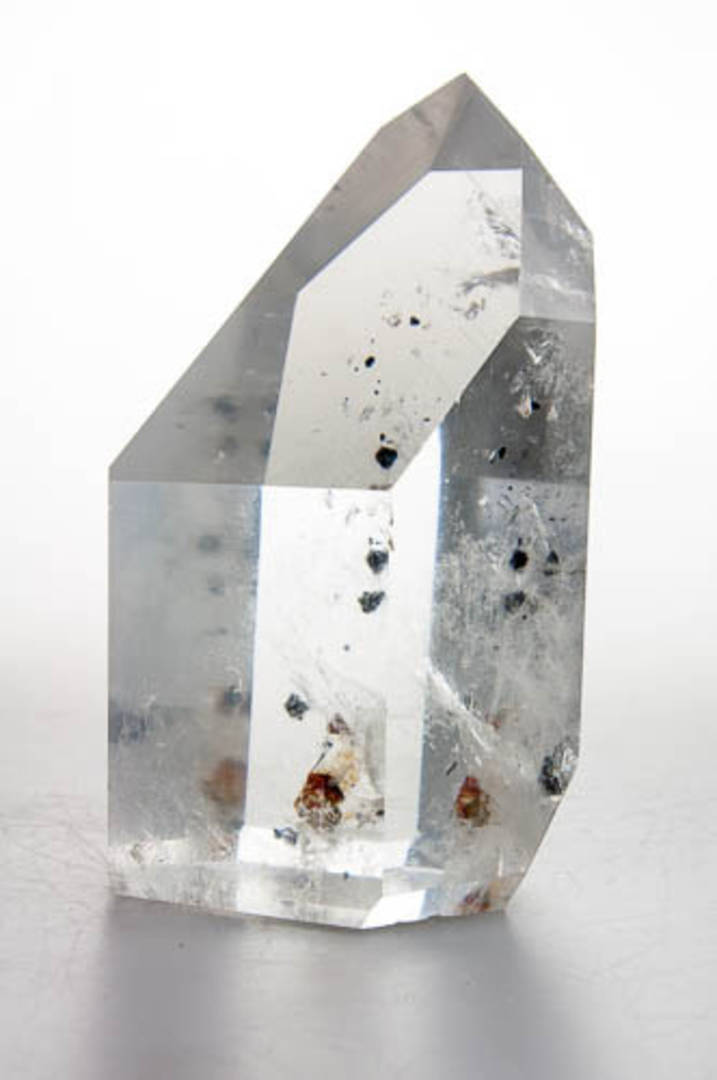 Clear Quartz with Columbite Inclusions Polished Point image 4