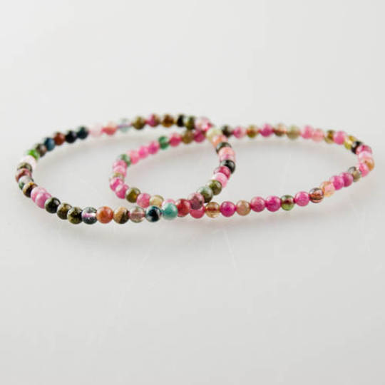 Pink & Green Tourmaline Bead Bracelet image 0