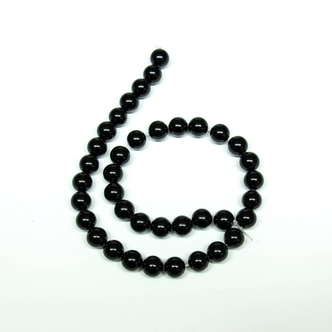 Obsidian Round Bead Strand image 0