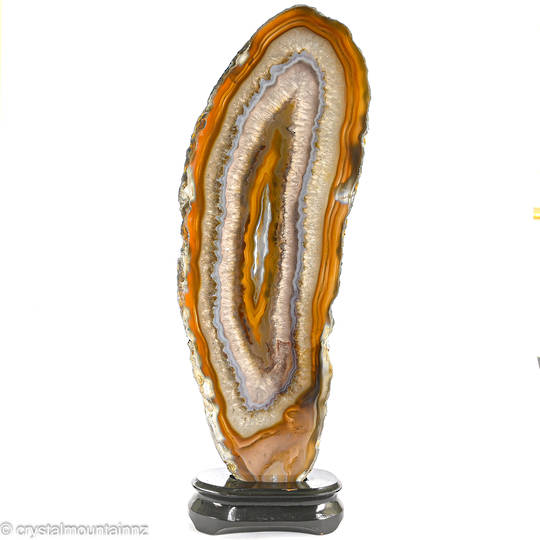 Natural Agate Slice On Wooden Base image 0