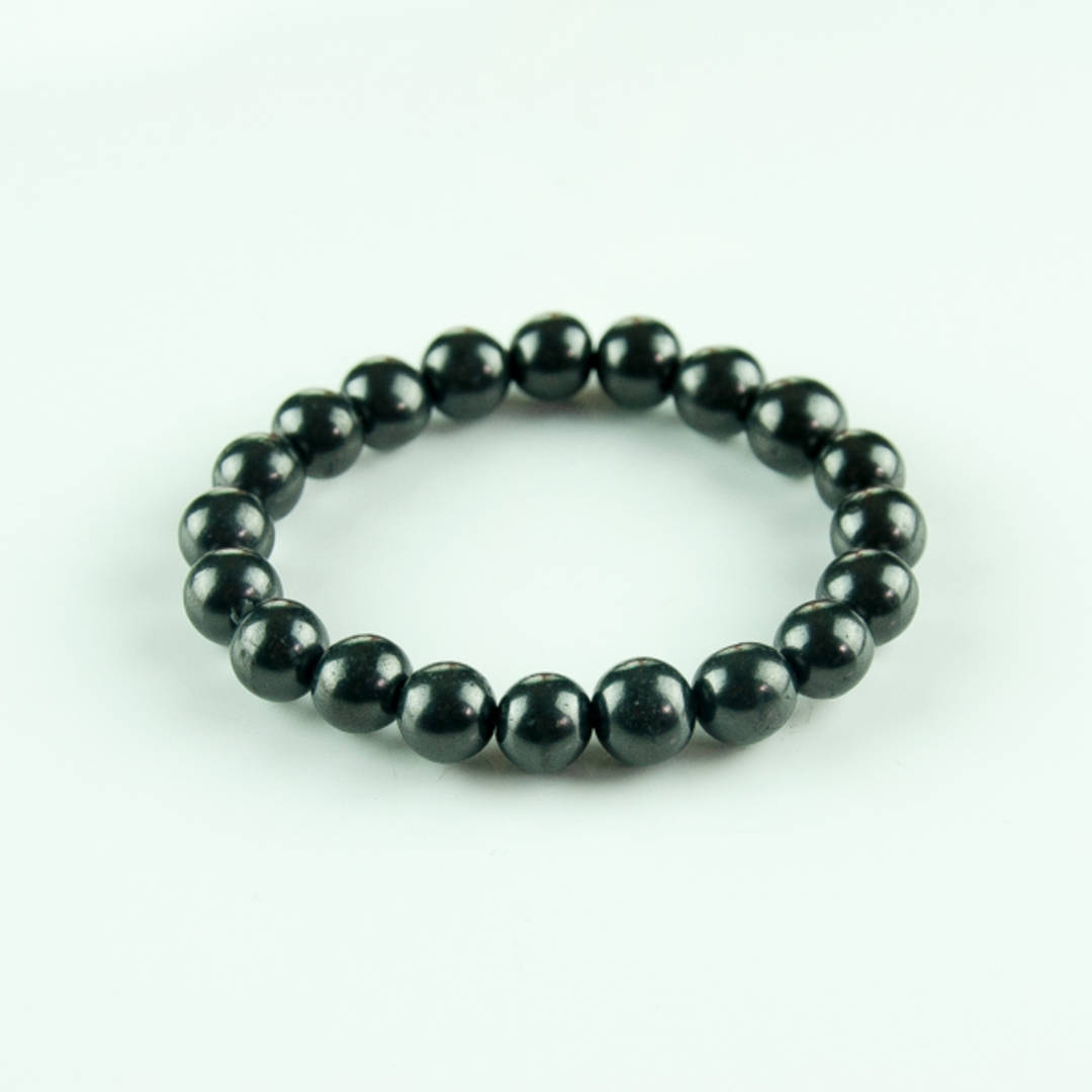 Shungite round bead bracelet. image 0