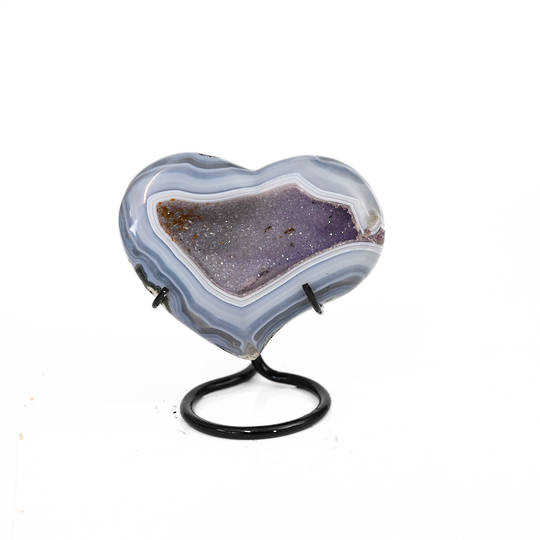 Blue Lace Agate and Amethyst Druze Heart image 0
