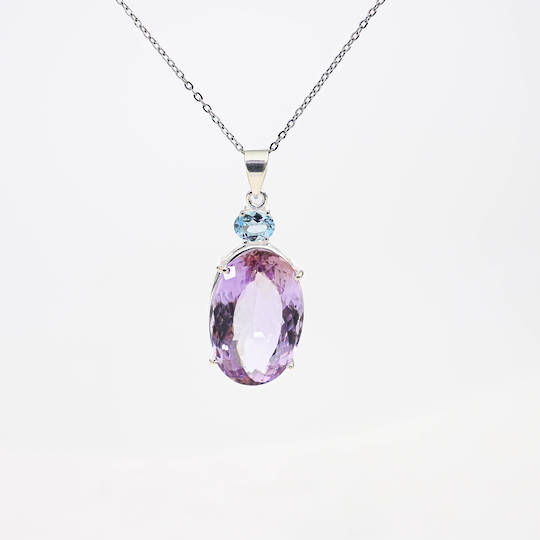 Amethyst and Blue Topaz Silver Pendant image 1