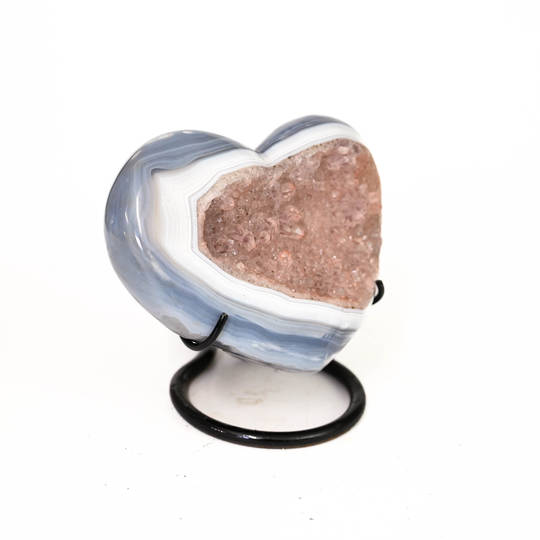 Blue Lace Agate and Pink Amethyst Druze Heart image 2