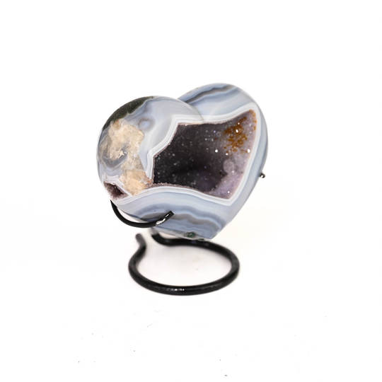 Blue Lace Agate and Amethyst Druze Heart image 1