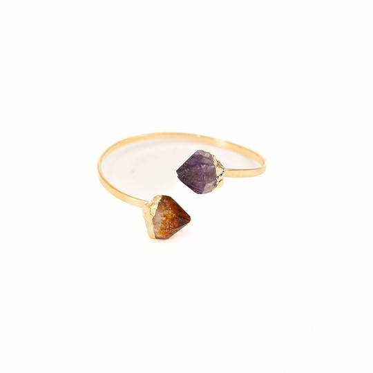 Citrine & Amethyst Point Cuff Bracelet image 0