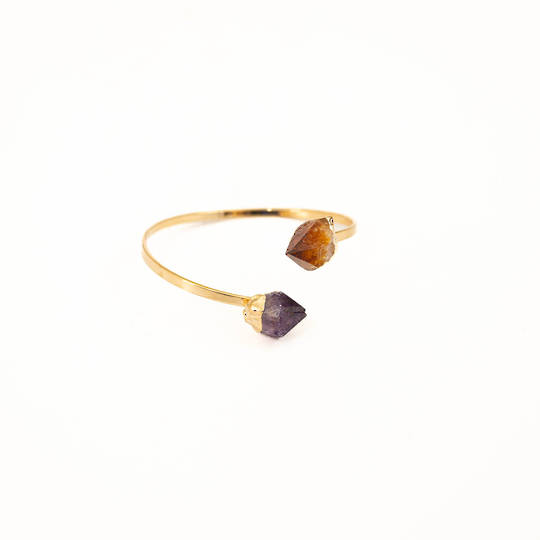 Citrine & Amethyst Point Cuff Bracelet image 1