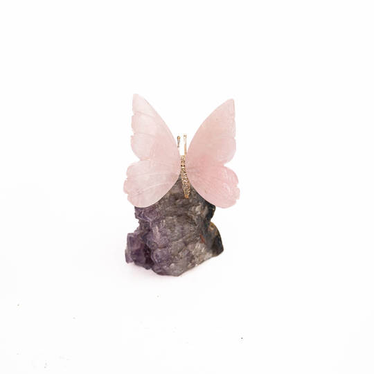 Rose Quartz Butterfly on Druze image 0