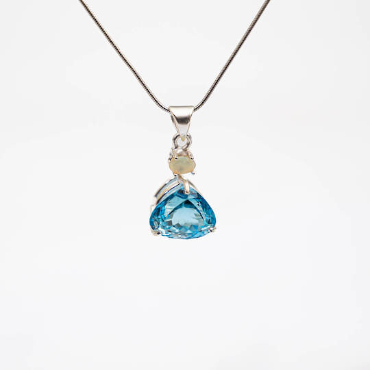 Blue Topaz and Opal Silver Pendant image 0