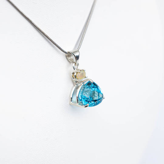 Blue Topaz and Opal Silver Pendant image 2