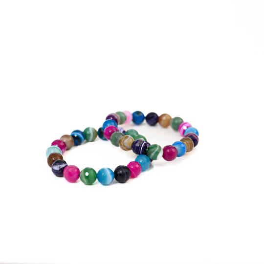 Agate Dyed Faceted Round Bead Bracelet image 0