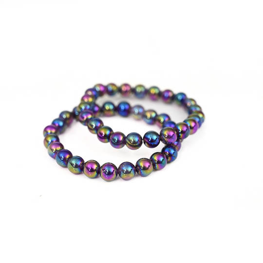 Aura Coated Amethyst round bead bracelet. image 0