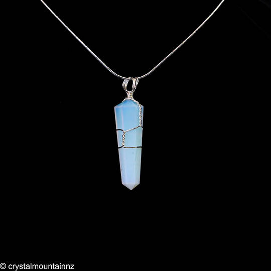 Opalite Double Point Wire Pendant image 0