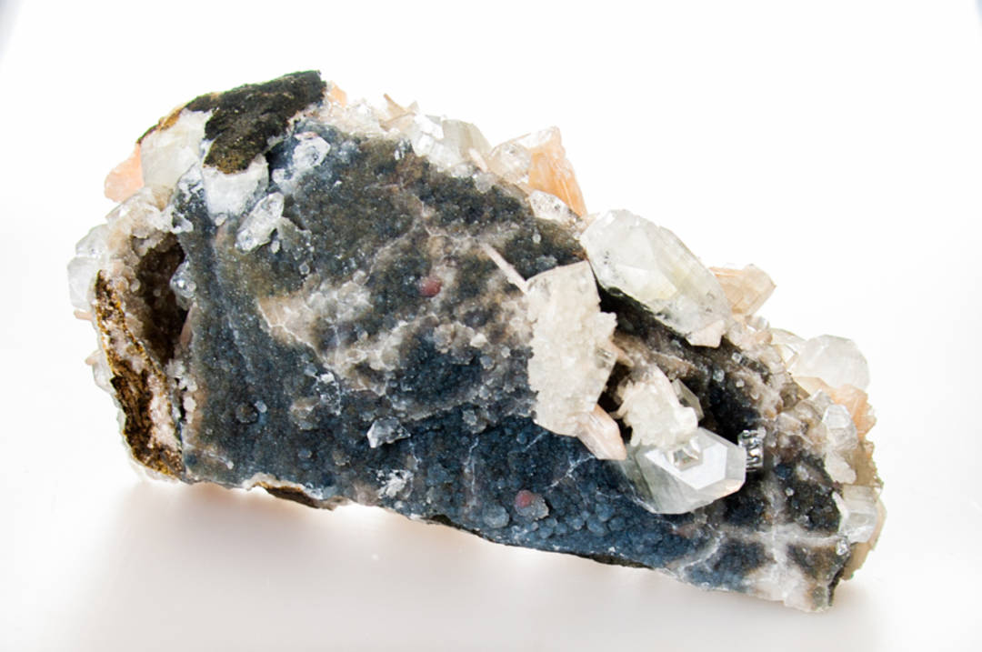 Grey Chalcedony Druze with Fluorapophyllite (Apophyllite- (KF)) and Stilbite. image 1
