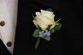 Single White Rose & Blue Boutonniere