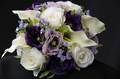 Cream Calla Lilies, White Roses, Purple & Lavender Bouquet