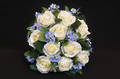 White Rose with Blue Forget-me-not Round Posy