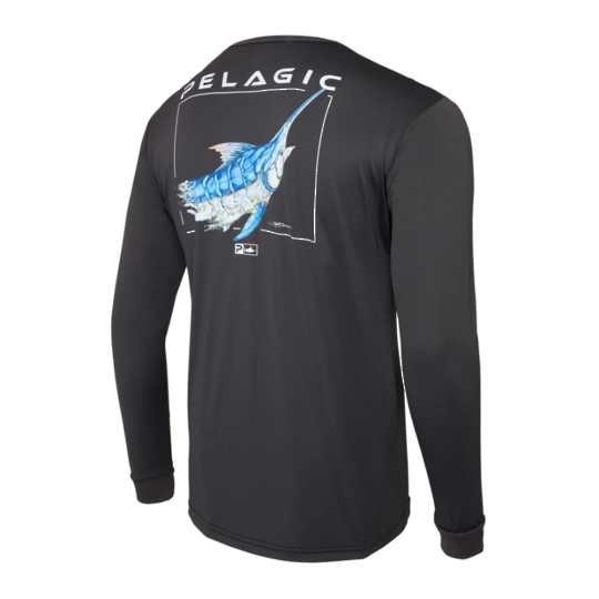 Pelagic AquaTek Shirt - Goione Marlin - Black